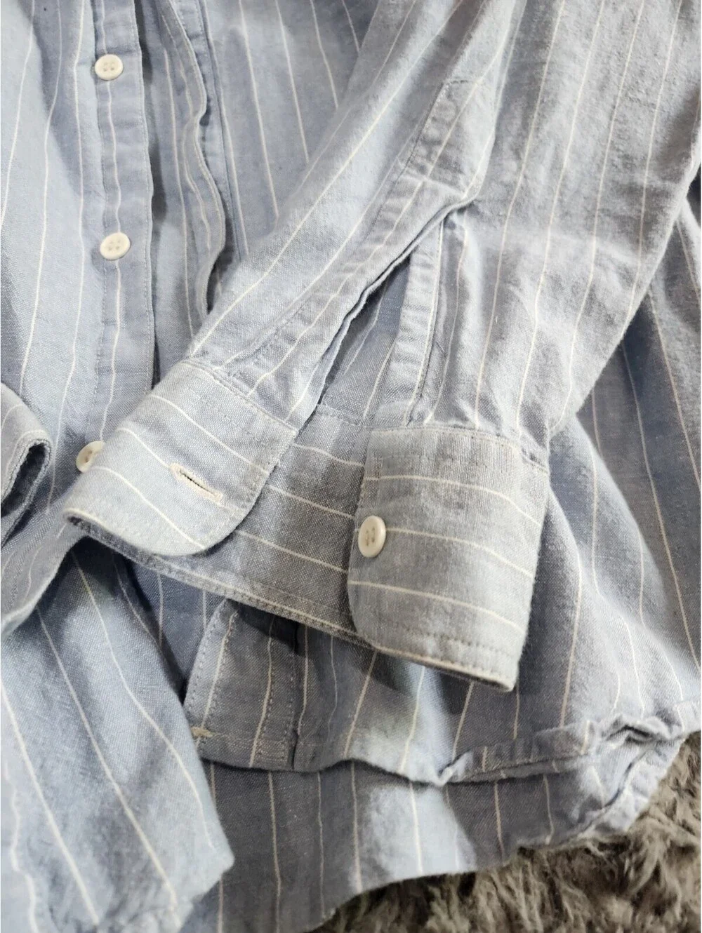 VTG men's light blue striped button-down casual shirt by Lee XL